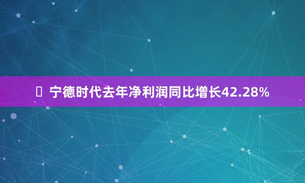​宁德时代去年净利润同比增长42.28%