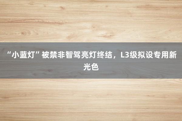“小蓝灯”被禁非智驾亮灯终结，L3级拟设专用新光色