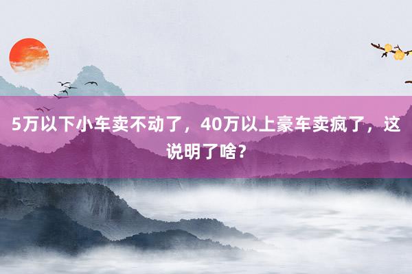 5万以下小车卖不动了，40万以上豪车卖疯了，这说明了啥？