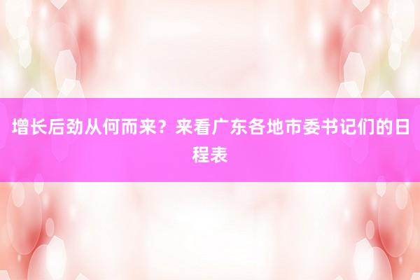 增长后劲从何而来？来看广东各地市委书记们的日程表