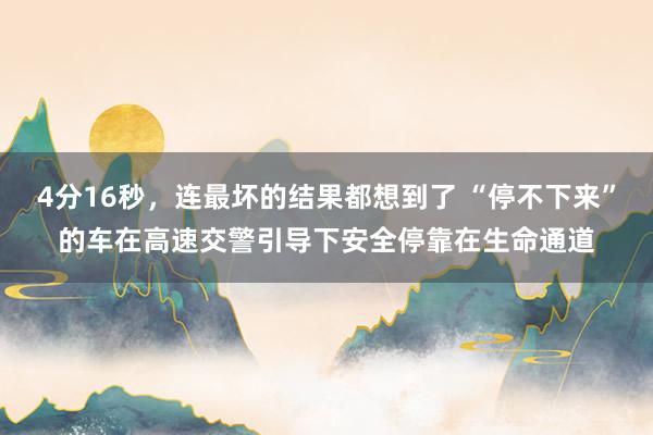 4分16秒，连最坏的结果都想到了 “停不下来”的车在高速交警引导下安全停靠在生命通道