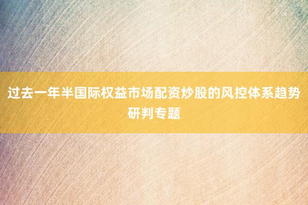 过去一年半国际权益市场配资炒股的风控体系趋势研判专题