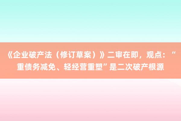 《企业破产法（修订草案）》二审在即，观点：“重债务减免、轻经营重塑”是二次破产根源
