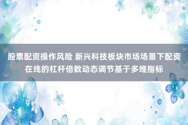 股票配资操作风险 新兴科技板块市场场景下配资在线的杠杆倍数动态调节基于多维指标