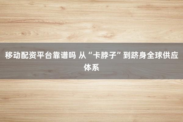 移动配资平台靠谱吗 从“卡脖子”到跻身全球供应体系
