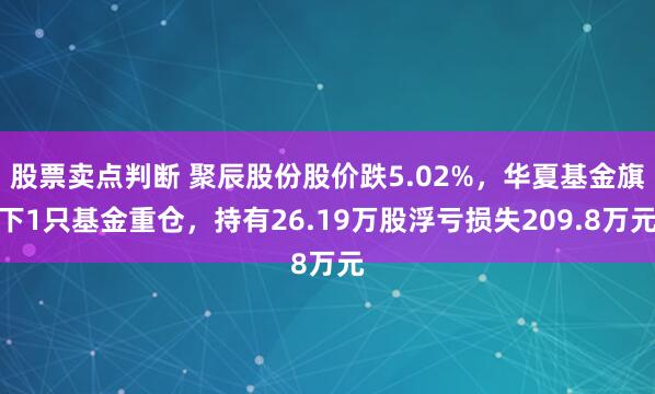 股票卖点判断 聚辰股份股价跌5.02%，华夏基金旗下1只基金重仓，持有26.19万股浮亏损失209.8万元