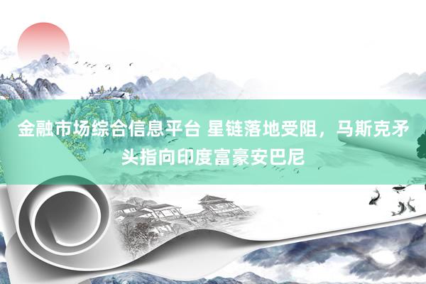 金融市场综合信息平台 星链落地受阻，马斯克矛头指向印度富豪安巴尼