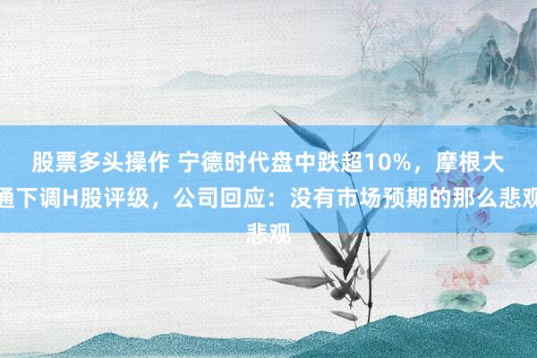 股票多头操作 宁德时代盘中跌超10%，摩根大通下调H股评级，公司回应：没有市场预期的那么悲观