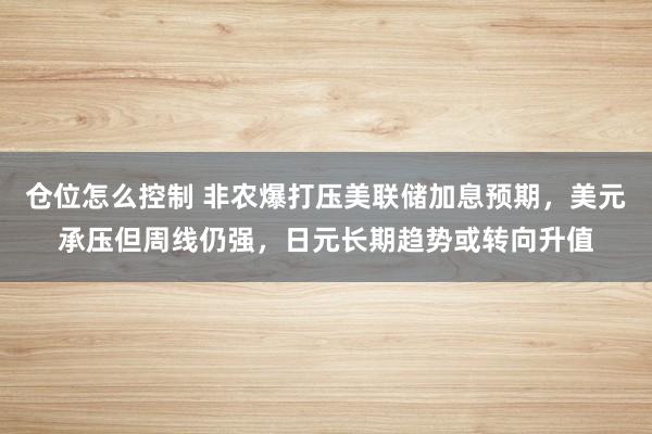 仓位怎么控制 非农爆打压美联储加息预期，美元承压但周线仍强，日元长期趋势或转向升值