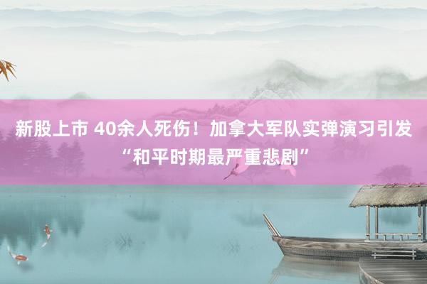 新股上市 40余人死伤！加拿大军队实弹演习引发“和平时期最严重悲剧”